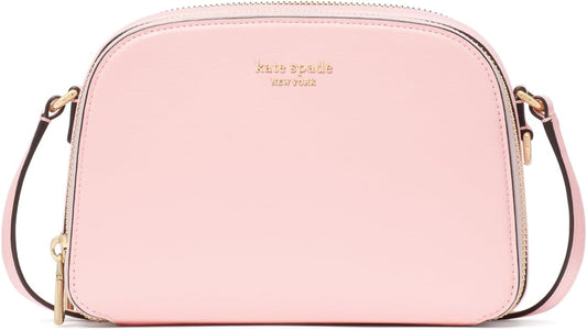kate spade new york Devin Saffiano Leather Double Zip Dome Crossbody, Pastry Pink