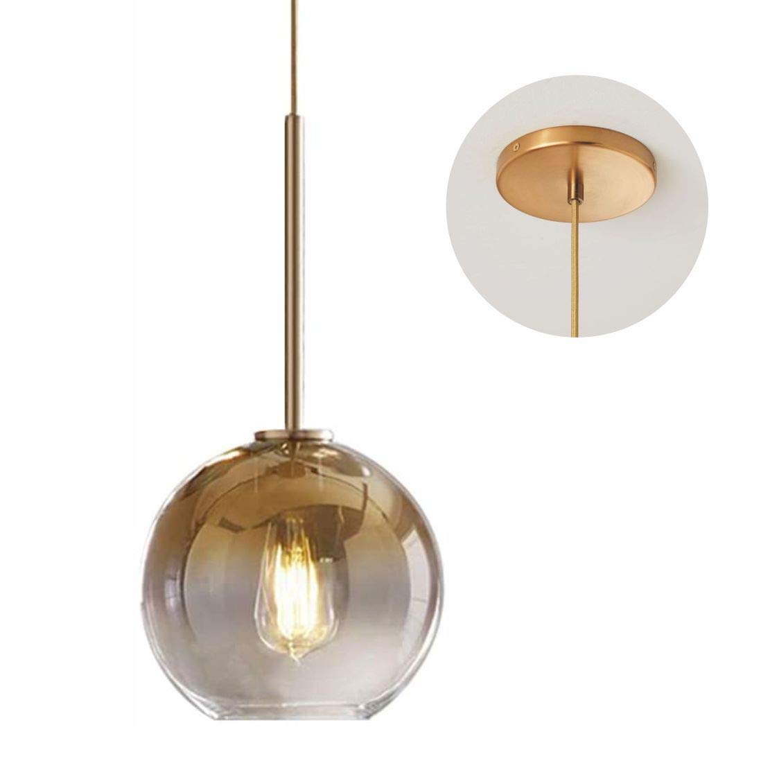 KCO Lighting Suspension en grappe dorée à 3 lampes Suspension en grappe Grandes suspensions en verre Lustre à bulles pour îlot de cuisine Suspension moderne du milieu du siècle 