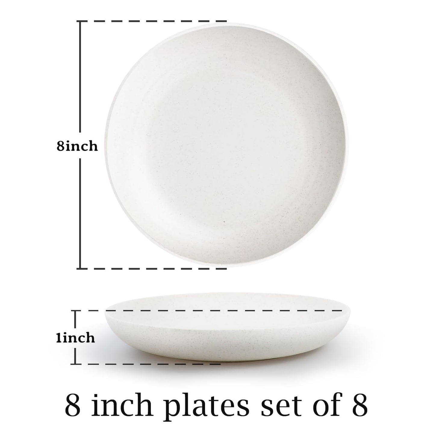 Homienly Deep Dinner Plates Set of 8 Alternative for Plastic Plates Microwave and Dishwasher Safe Wheat Straw Plates for Kitchen Unbreakable Kids Plates with 4 Colors (Classic Bright, 9 inch)