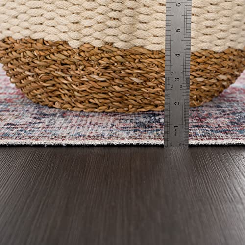 Bloom Rugs Caria, waschbarer, rutschfester Teppich, 4 x 6 Zoll, blauer traditioneller Teppich für Wohnzimmer, Schlafzimmer, Esszimmer und Küche, genaue Größe: 4 x 6 Fuß 