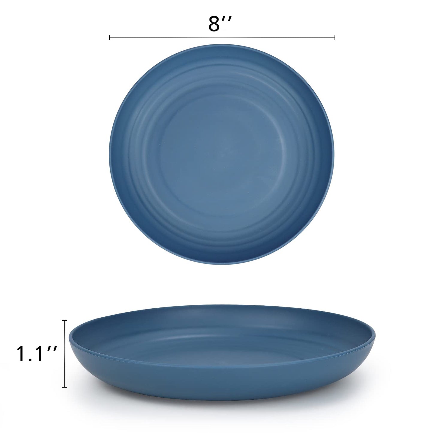 Homienly Deep Dinner Plates Set of 8 Alternative for Plastic Plates Microwave and Dishwasher Safe Wheat Straw Plates for Kitchen Unbreakable Kids Plates with 4 Colors (Classic Bright, 9 inch)