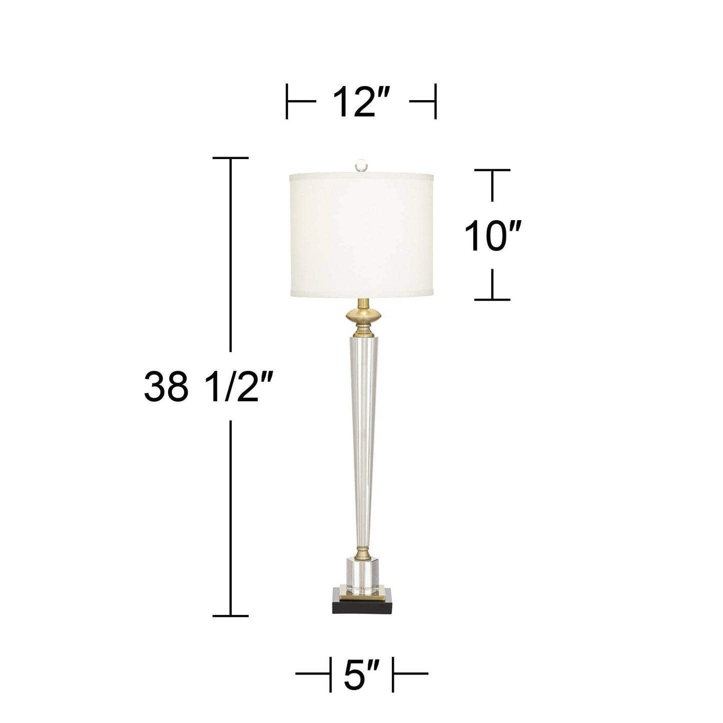 Lampe de table moderne Vienna Full Spectrum Lana de 97 cm de haut en verre cristal transparent avec abat-jour tambour blanc pour salon, chambre à coucher, maison, table de chevet, bureau, entrée, famille 