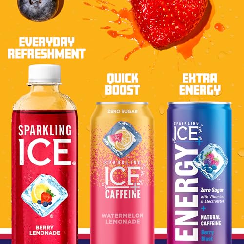 Sparkling Ice, eau pétillante à la cerise noire, eau aromatisée sans sucre, avec vitamines et antioxydants, boisson à faible teneur en calories, bouteilles de 17 fl oz (paquet de 12) 