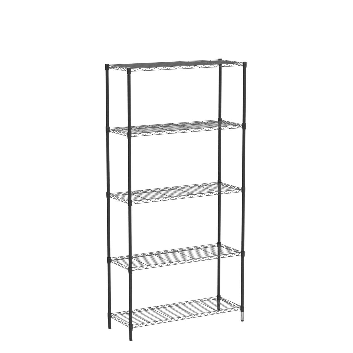 5-Tier Adjustable Heavy Duty Metal Storage Shelves, 250 Capacity Per Shelf, 36" X 14" X 72" Wire Shelving Unit Rack for Garage Closet Pantry, Black