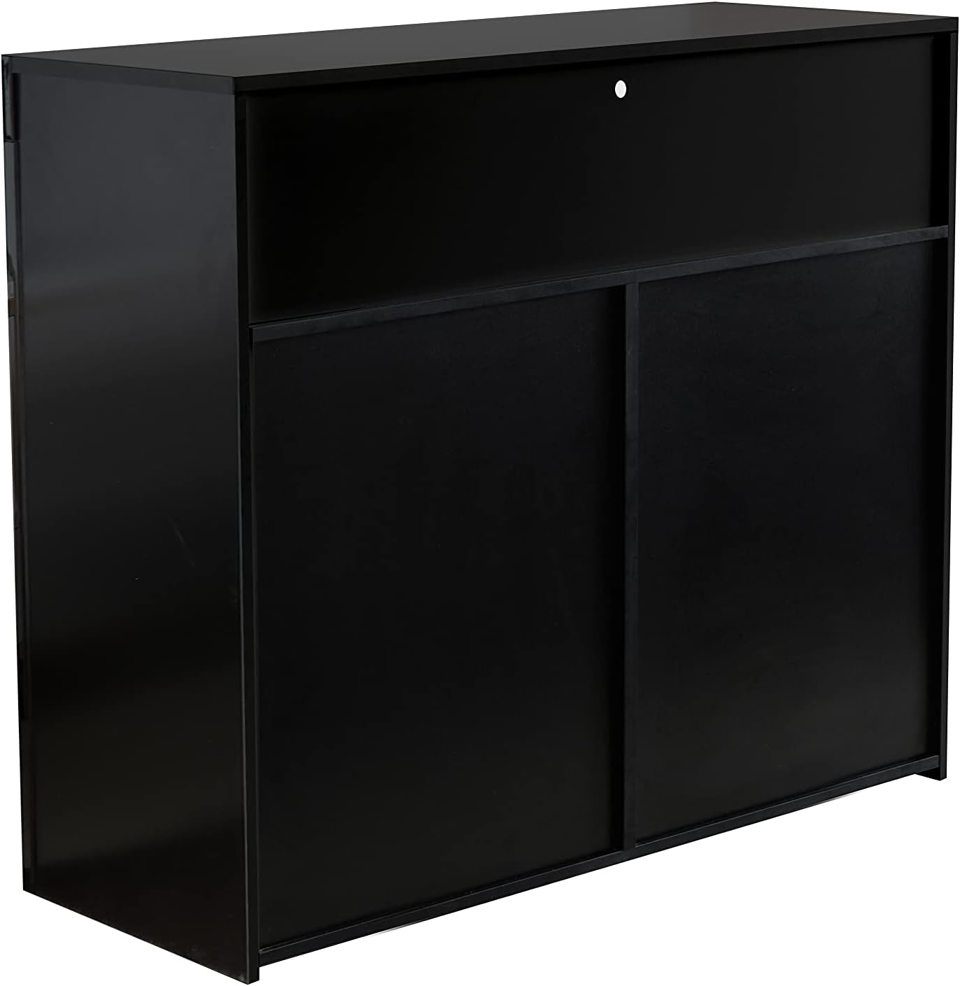 Sideboard, Vitrine mit LED-Licht, modern, schwarz, Hochglanz, Küchenaufbewahrungsschrank, Buffetschrank, Holz, Küchenzeile, Schrank, Buffetvitrine, TV-Ständer mit 2 Türen für Flur, Esszimmer 