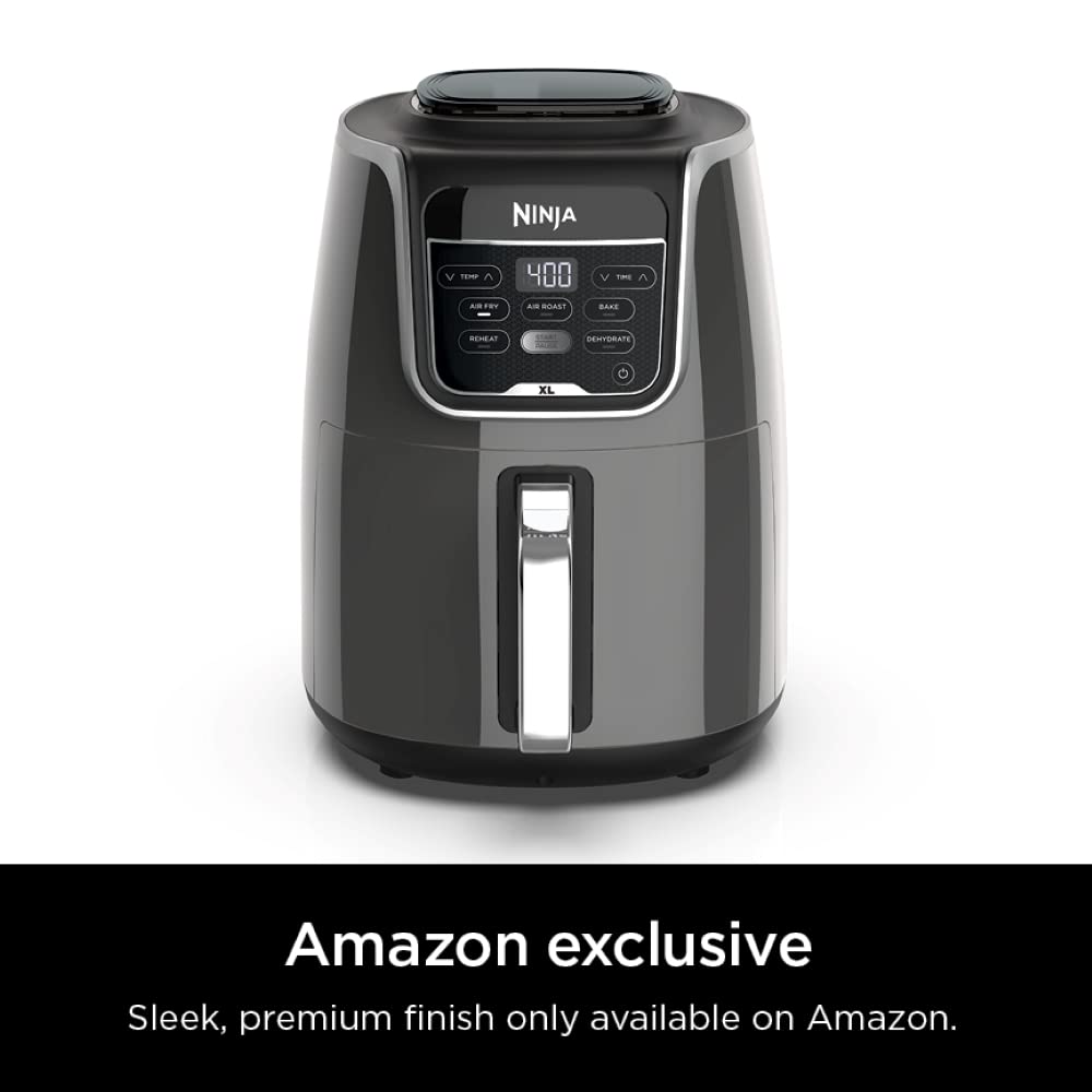 Ninja Air Fryer, Roast, Bake, Air Fry, Roast, Broil, Reheats, & Dehydrates, 4-in-1, Fries, Frozen Food, Veggies, and Juicy Meat, Less Oil, Easy Meals, Healthy Meals, Compact, 4 QT, Grey, AF101