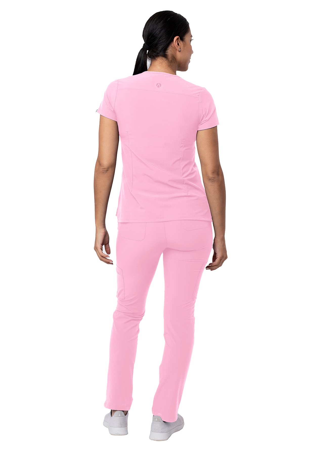 Adar Addition Go-Basic Scrub Set for Women - Slim V-Neck Scrub Top & Skinny Cargo Scrub Pants