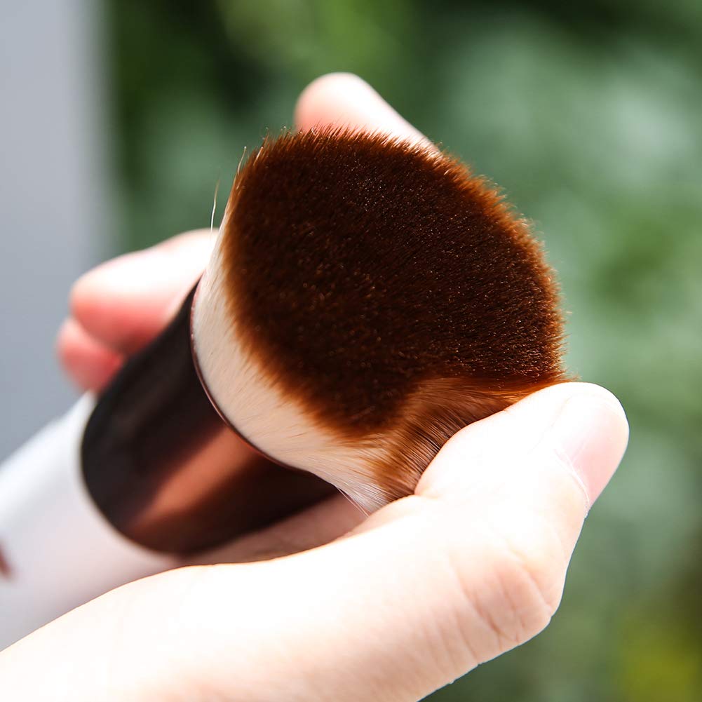 Pinceau autobronzant DUcare Pinceau fond de teint Kabuki pour maquillage liquide Pinceau professionnel à tête plate pour estomper la poudre minérale Pinceau de maquillage pour le visage, noir 