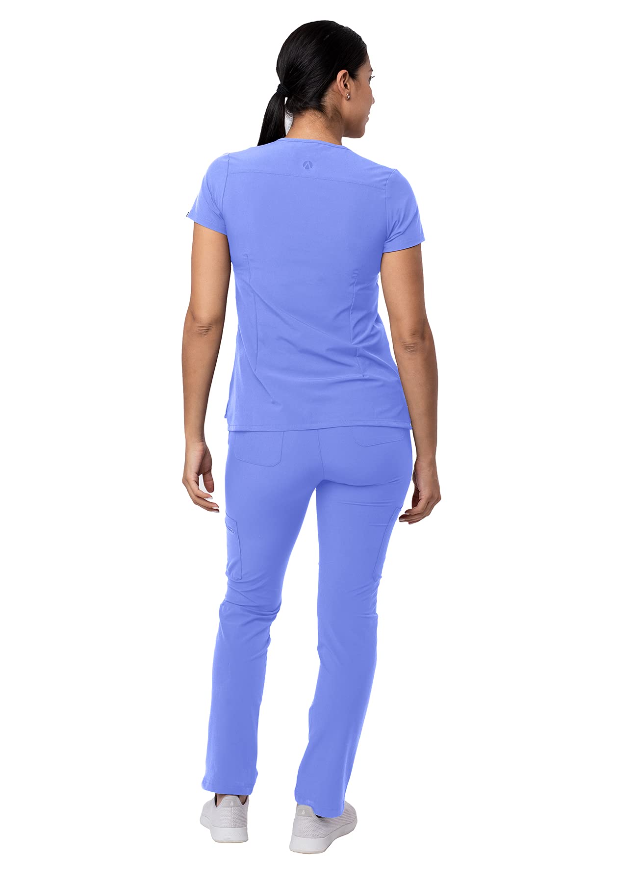 Adar Addition Go-Basic Scrub Set for Women - Slim V-Neck Scrub Top & Skinny Cargo Scrub Pants