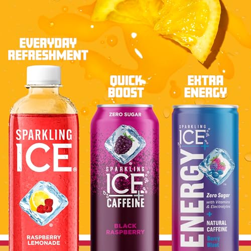 Sparkling Ice, eau pétillante à la cerise noire, eau aromatisée sans sucre, avec vitamines et antioxydants, boisson à faible teneur en calories, bouteilles de 17 fl oz (paquet de 12) 