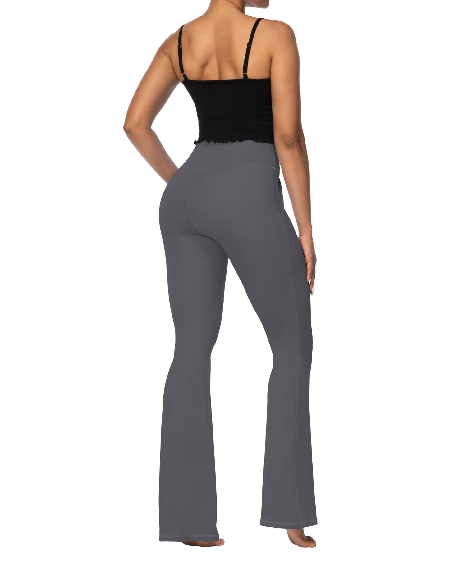 Sunzel Flare Leggings for Women with Pockets, Crossover Yoga Pants with Tummy Control, High Waisted and Wide Leg