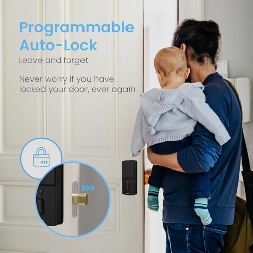 Lockly Vision Smart Lock, HD-Video-Türklingel, Smart-Schlösser für die Haustür, Türschloss mit Fingerabdruck, Touchscreen-Tastatur, App-Steuerung, keine monatliche Gebühr, automatische Sperre – Satin-Nickel 