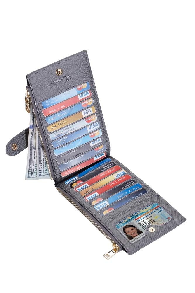 Travelambo RFID Wallet Women Large Size Bifold Multi Card Wallet Case with Zipper Pocke Credit Card Holder for Women