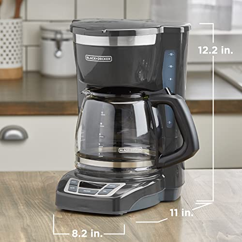 Cafetière numérique 12 tasses BLACK+DECKER, CM1160W, programmable, filtre à panier lavable, Sneak-A-Cup, infusion automatique, fenêtre d'eau, maintien de la plaque chauffante, blanc 