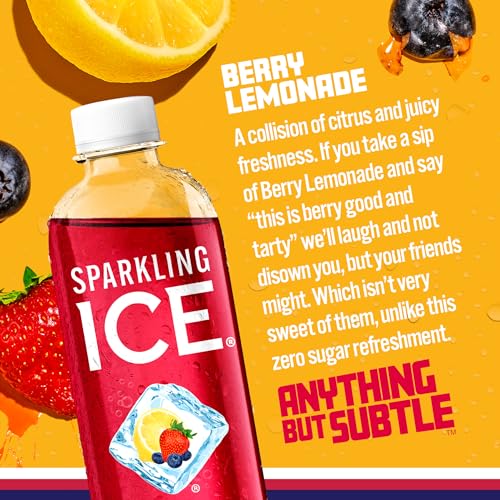 Sparkling Ice, eau pétillante à la cerise noire, eau aromatisée sans sucre, avec vitamines et antioxydants, boisson à faible teneur en calories, bouteilles de 17 fl oz (paquet de 12) 