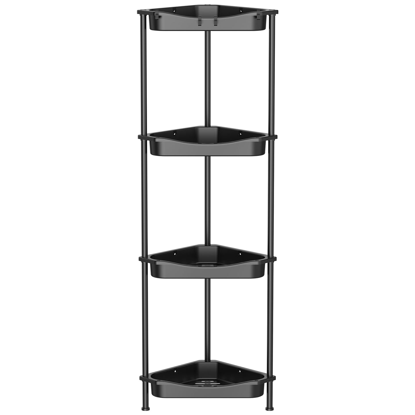 4 Tier Floor Standing Corner Shower Caddy Organizer Shelf with Hooks