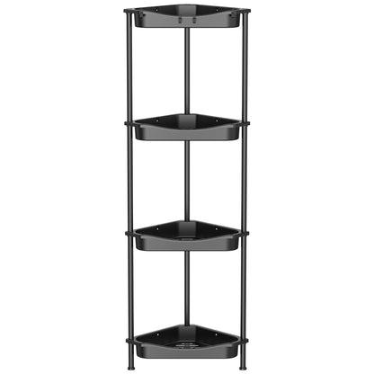 4 Tier Floor Standing Corner Shower Caddy Organizer Shelf with Hooks