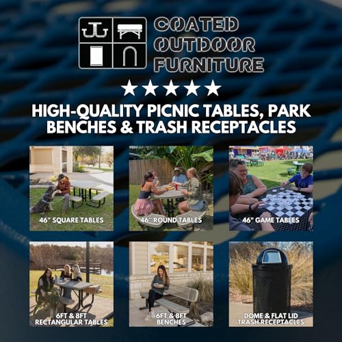 Coated Outdoor Furniture Heavy-Duty Portable Outdoor Picnic Table with Umbrella Hole, Expanded Metal Commercial-Grade Patio Dining Furniture Made in America (46" Square Top, Green)