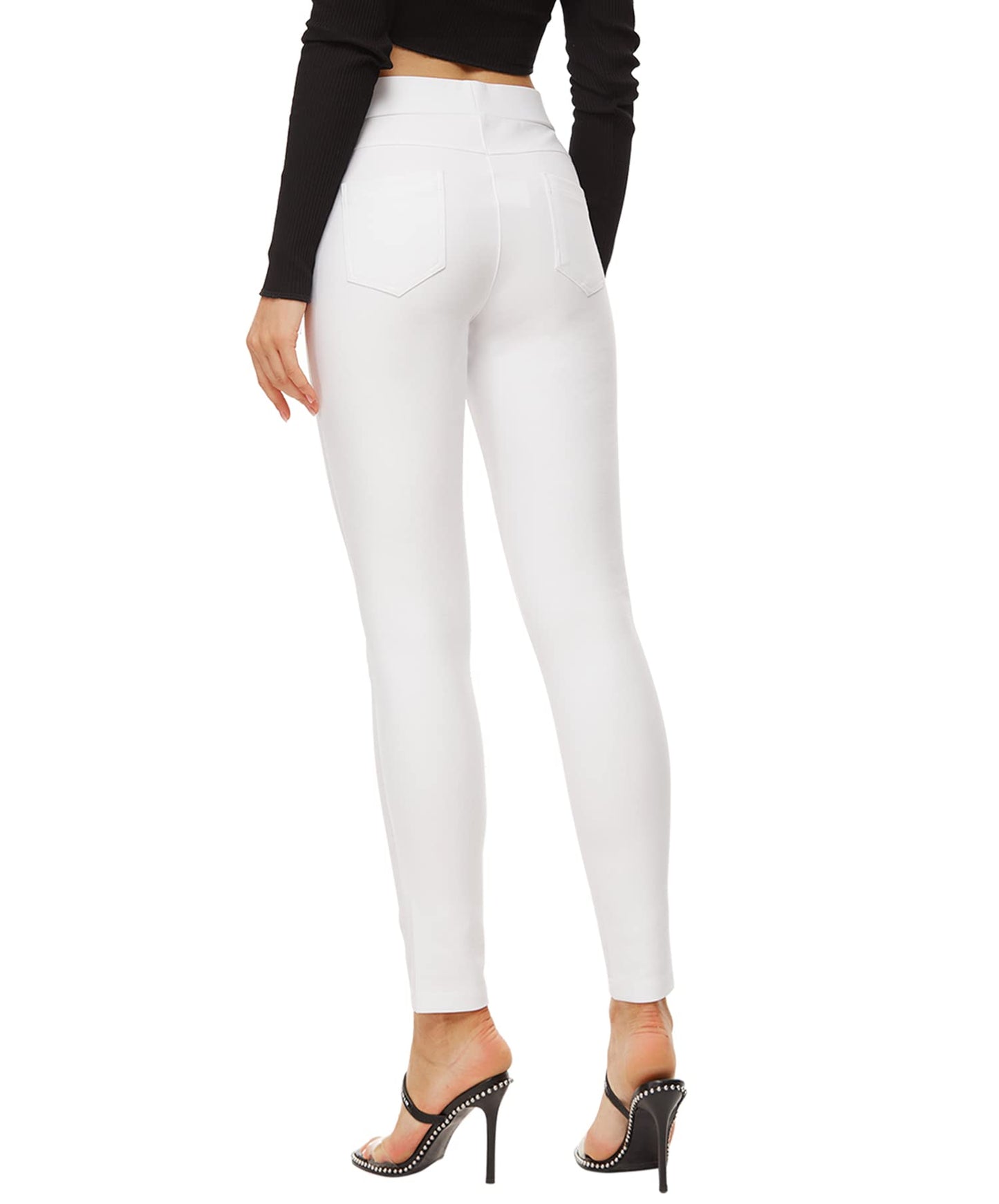 Ginasy Dress Pants for Women Business Casual Stretch Pull On Work Office Dressy Leggings Skinny Trousers with Pockets