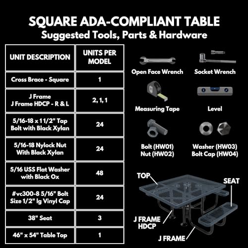 Coated Outdoor Furniture Heavy-Duty Portable Outdoor Picnic Table with Umbrella Hole, Expanded Metal Commercial-Grade Patio Dining Furniture Made in America (46" Square Top, Green)