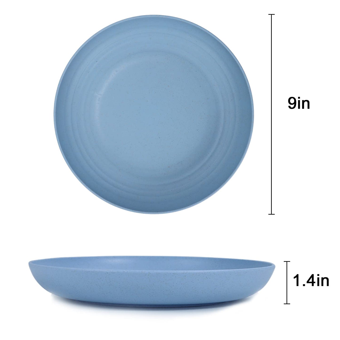 Homienly Deep Dinner Plates Set of 8 Alternative for Plastic Plates Microwave and Dishwasher Safe Wheat Straw Plates for Kitchen Unbreakable Kids Plates with 4 Colors (Classic Bright, 9 inch)