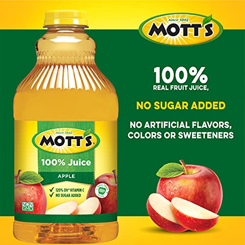 Mott's 100 % Original Apfelsaft, 8-fl-oz-Flaschen, 24 Stück (4 Packungen mit 6 Stück), 2 Portionen Obst, 100 % Fruchtsaft, glutenfrei, koffeinfrei, koscher, enthält keine künstlichen Farbstoffe oder Süßstoffe 