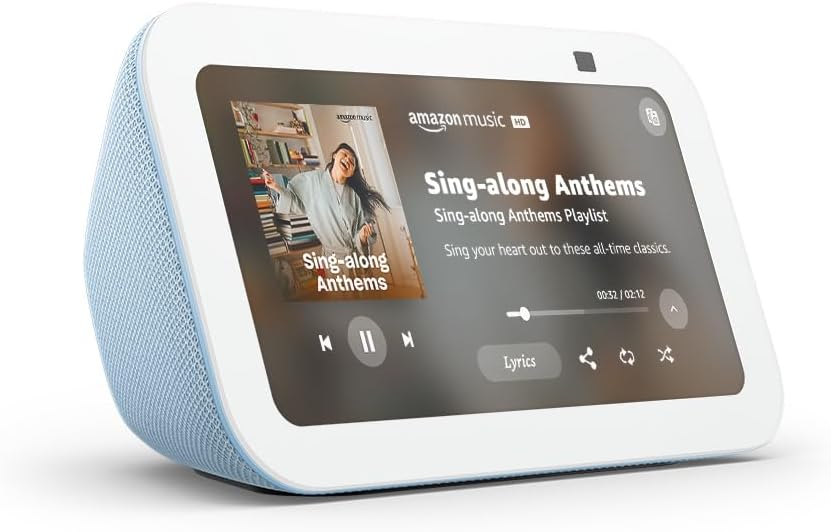 Amazon Echo Show 5 (newest model), Smart display with 2x the bass and clearer sound, Glacier White