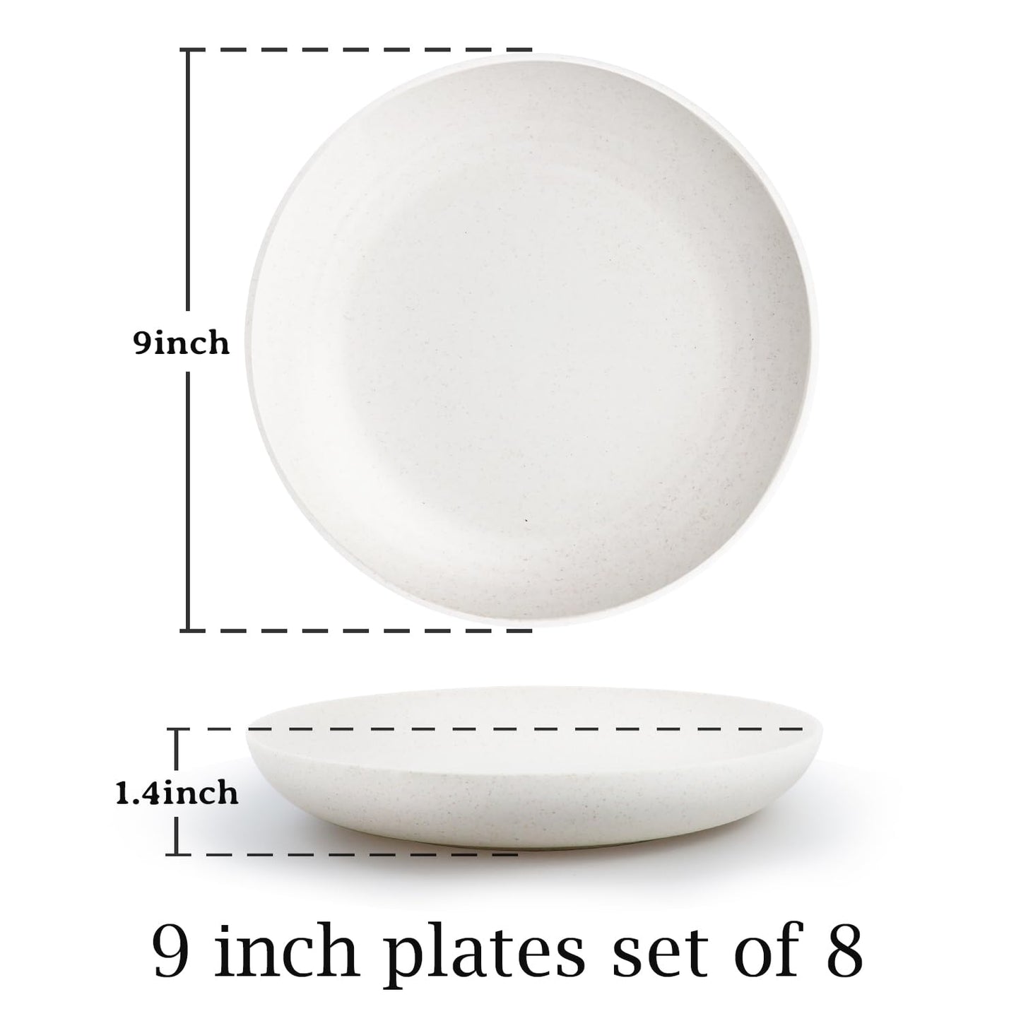 Homienly Deep Dinner Plates Set of 8 Alternative for Plastic Plates Microwave and Dishwasher Safe Wheat Straw Plates for Kitchen Unbreakable Kids Plates with 4 Colors (Classic Bright, 9 inch)