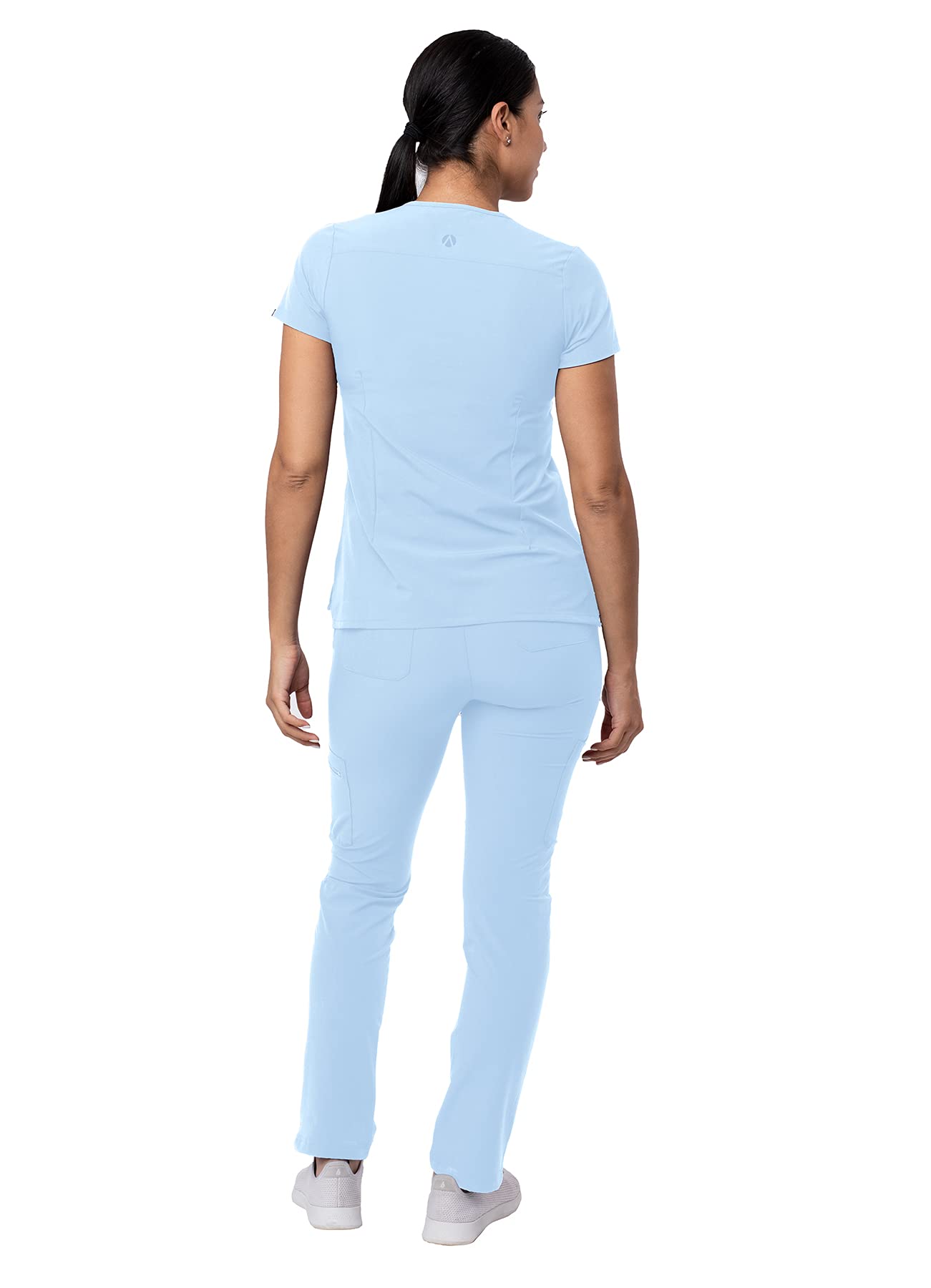 Adar Addition Go-Basic Scrub Set for Women - Slim V-Neck Scrub Top & Skinny Cargo Scrub Pants