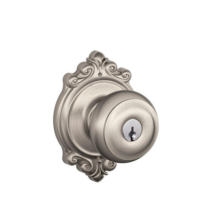 Schlage F51A GEO-625-CAM Georgian Knob with Camelot Trim – Bright Chrome