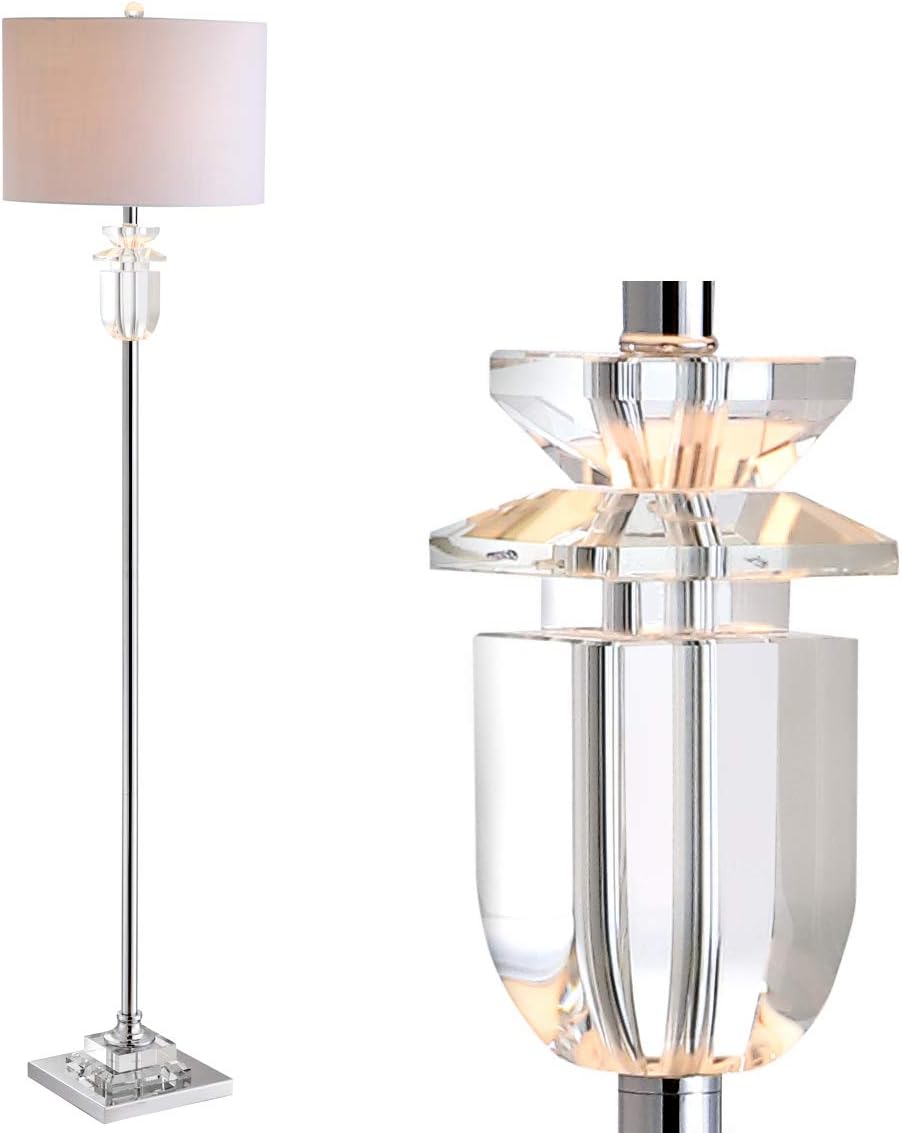 JONATHAN Y JYL1046A Aria 63" Lampe de sol LED en cristal/métal Contemporain, glamour, transitionnel pour chambres, salon, bureau, lecture, transparent/chromé 