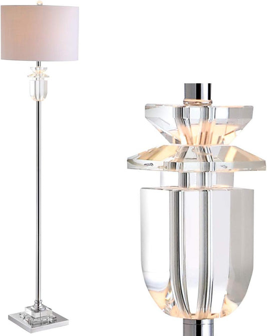 JONATHAN Y JYL1046A Aria 63" Lampe de sol LED en cristal/métal Contemporain, glamour, transitionnel pour chambres, salon, bureau, lecture, transparent/chromé 