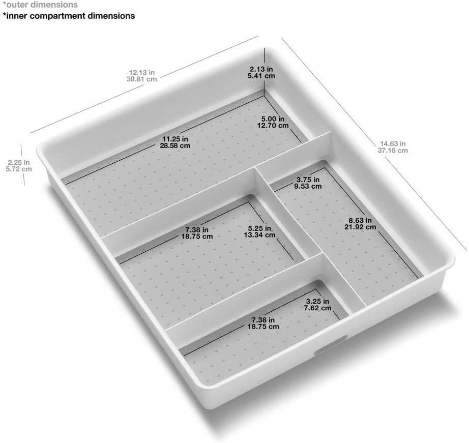 Organiseur de tiroir classique à 4 compartiments Madesmart, bac de rangement polyvalent en plastique pour tiroirs, granit 