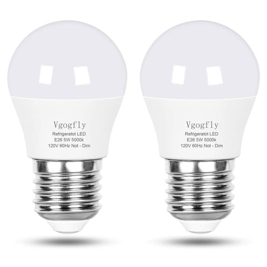 Ampoule LED pour réfrigérateur Vgogfly 40 W équivalent 120 V A15 Ampoules étanches pour réfrigérateur 5 W Blanc lumière du jour 5000 K E26 Base moyenne Lampe d'éclairage domestique pour congélateur Non dimmable (lot de 2) 