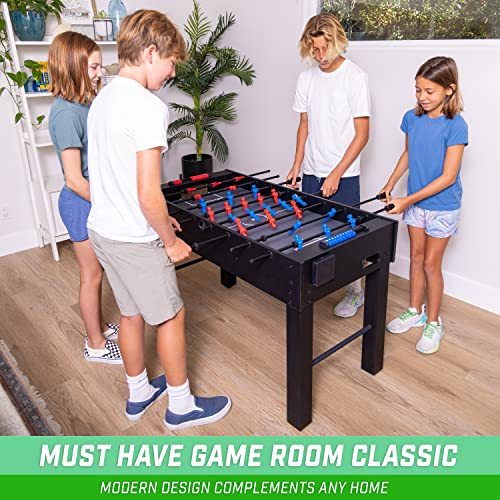 Table de baby-foot GoSports de 48 pouces de taille salle de jeux - Comprend 4 balles et 2 porte-gobelets - Noir, chêne ou blanc 