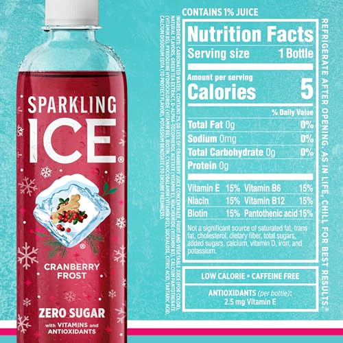 Sparkling Ice, Black Cherry Sparkling Water, Zero Sugar Flavored Water, with Vitamins and Antioxidants, Low Calorie Beverage, 17 fl oz Bottles (Pack of 12)