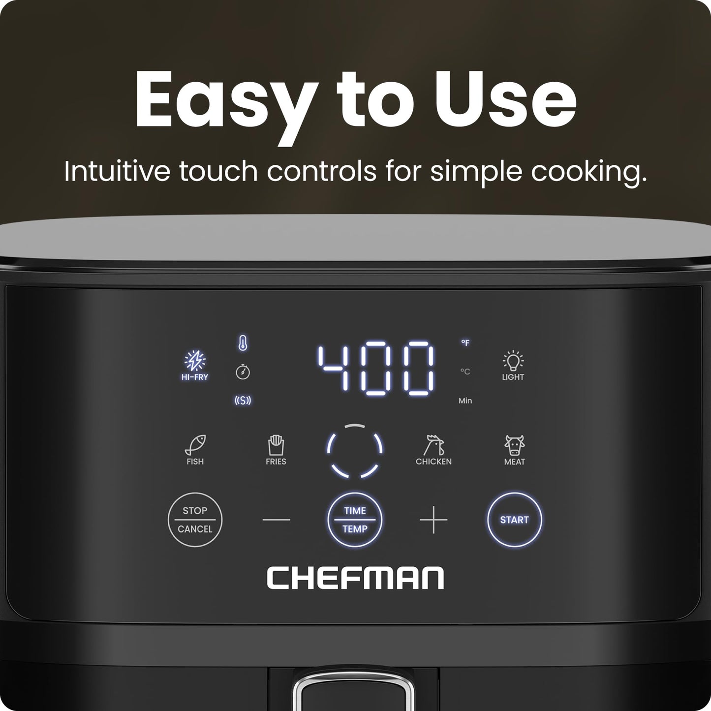 Chefman 6-Quart Air Fryer | Hi-Fry Extra Crisp, Easy-View Window, Touch Controls, 4 Presets, Nonstick Dishwasher-Safe Basket – Black