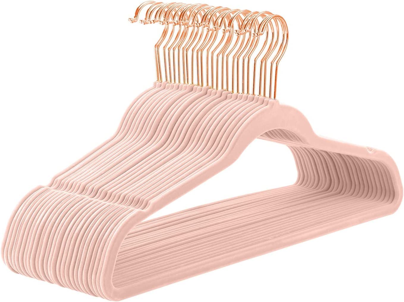 MIZGI Premium Velvet Hangers (30 Pack) Heavy Duty- Non Slip - Velvet Suit Hangers Black - Copper/Rose Gold Hooks,Space Saving Clothes Hangers (Black)