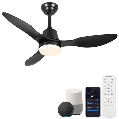 42” Smart Ceiling Fan with Light – WiFi, Alexa, Remote, LED, Black Blades