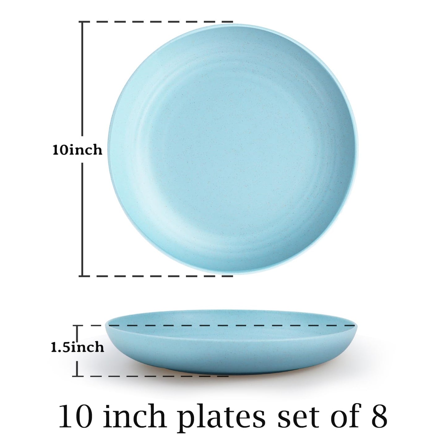 Homienly Deep Dinner Plates Set of 8 Alternative for Plastic Plates Microwave and Dishwasher Safe Wheat Straw Plates for Kitchen Unbreakable Kids Plates with 4 Colors (Classic Bright, 9 inch)