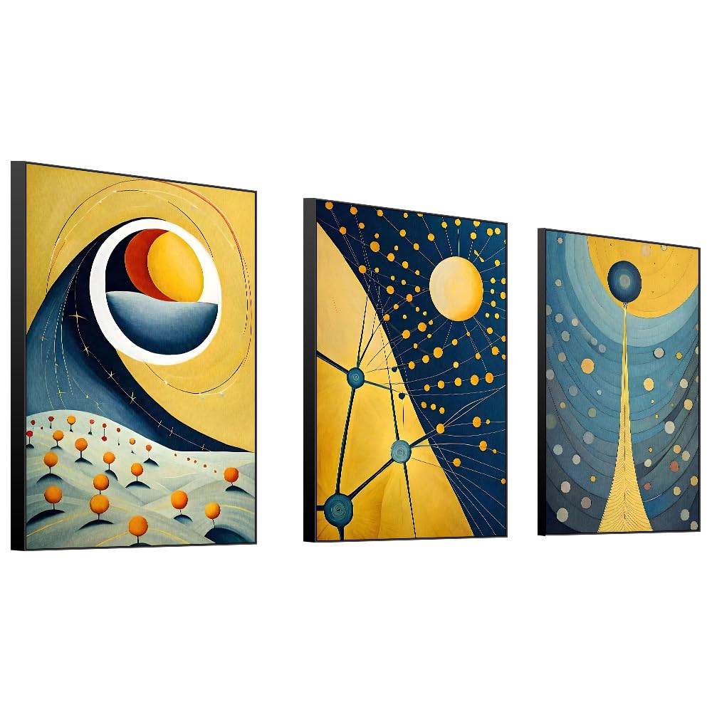 Framed Wall Art Set of 3 Bright Posters & Prints, Modern Abstract Aesthetic Pictures Decor For living room Bedroom Kitchen Office. Wall Art Decor Are Great Gifts Choice (16" X 24" X 3 pieces)