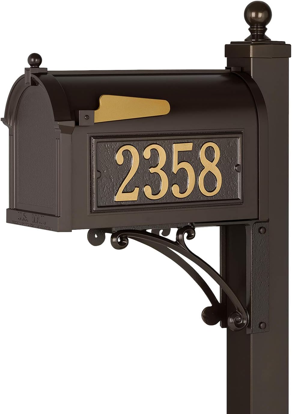 Whitehall Products Deluxe Mailbox Package, Aluminum, French Bronze