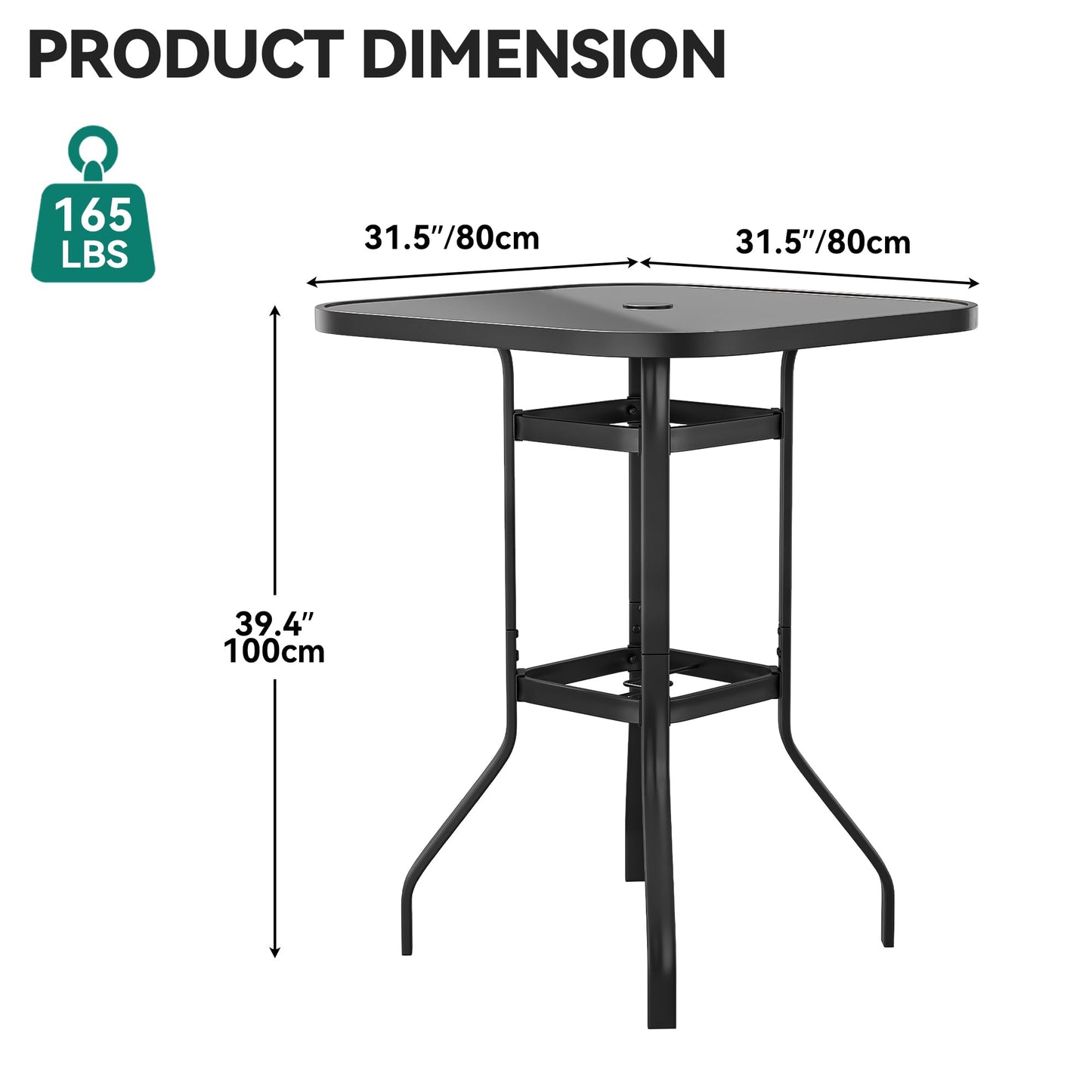 YITAHOME Table de pique-nique d'extérieur de 1,8 m avec plateau en bois, cadre en acier robuste et ouverture pour parapluie, table de pique-nique robuste idéale pour la cour, le patio, les rassemblements sur la pelouse, marron clair 