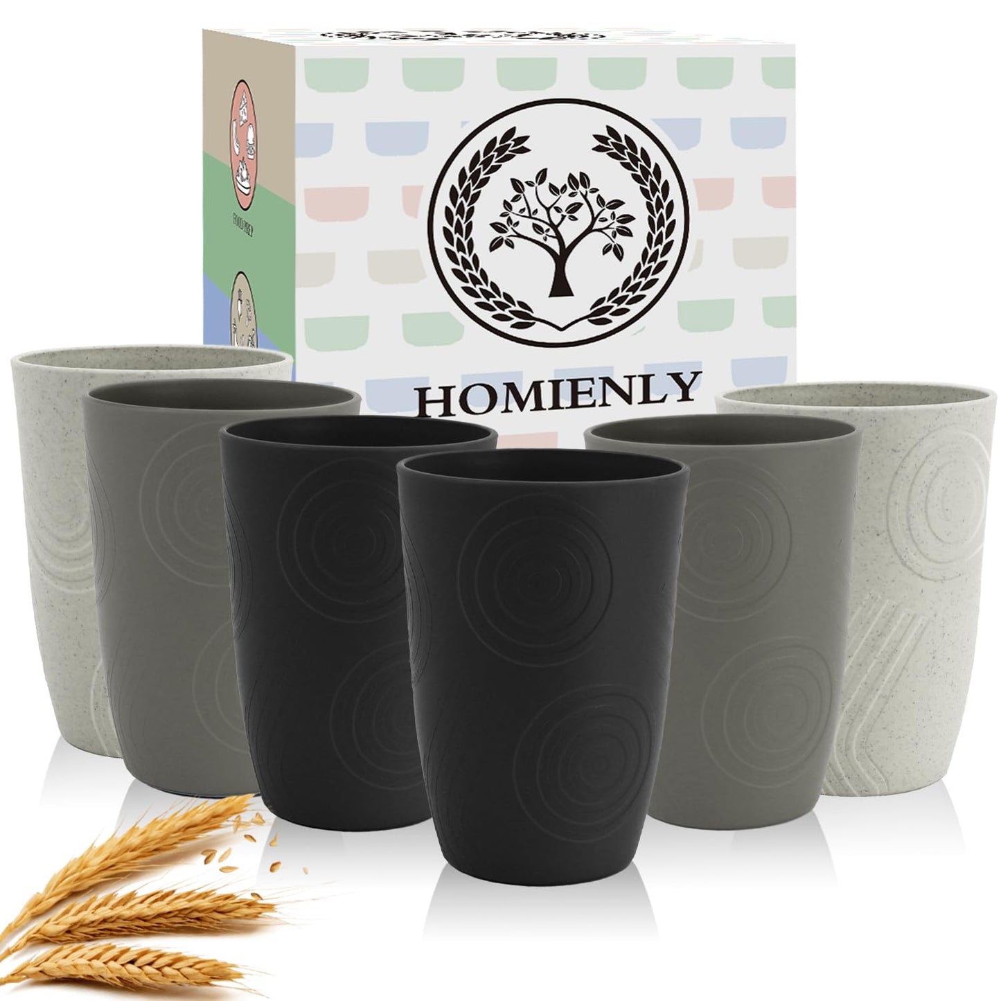 Homienly Wheat Straw Cups Plastic Cups Unbreakable Drinking Cup Reusable Dishwasher Safe Water Glasses Plastic Stackable Water Tumblers in Multi color(20 OZ 8 PCS)