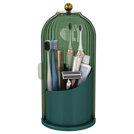 Multi-Use Bathroom Caddy, Dustproof Rotating Organizer with Cover