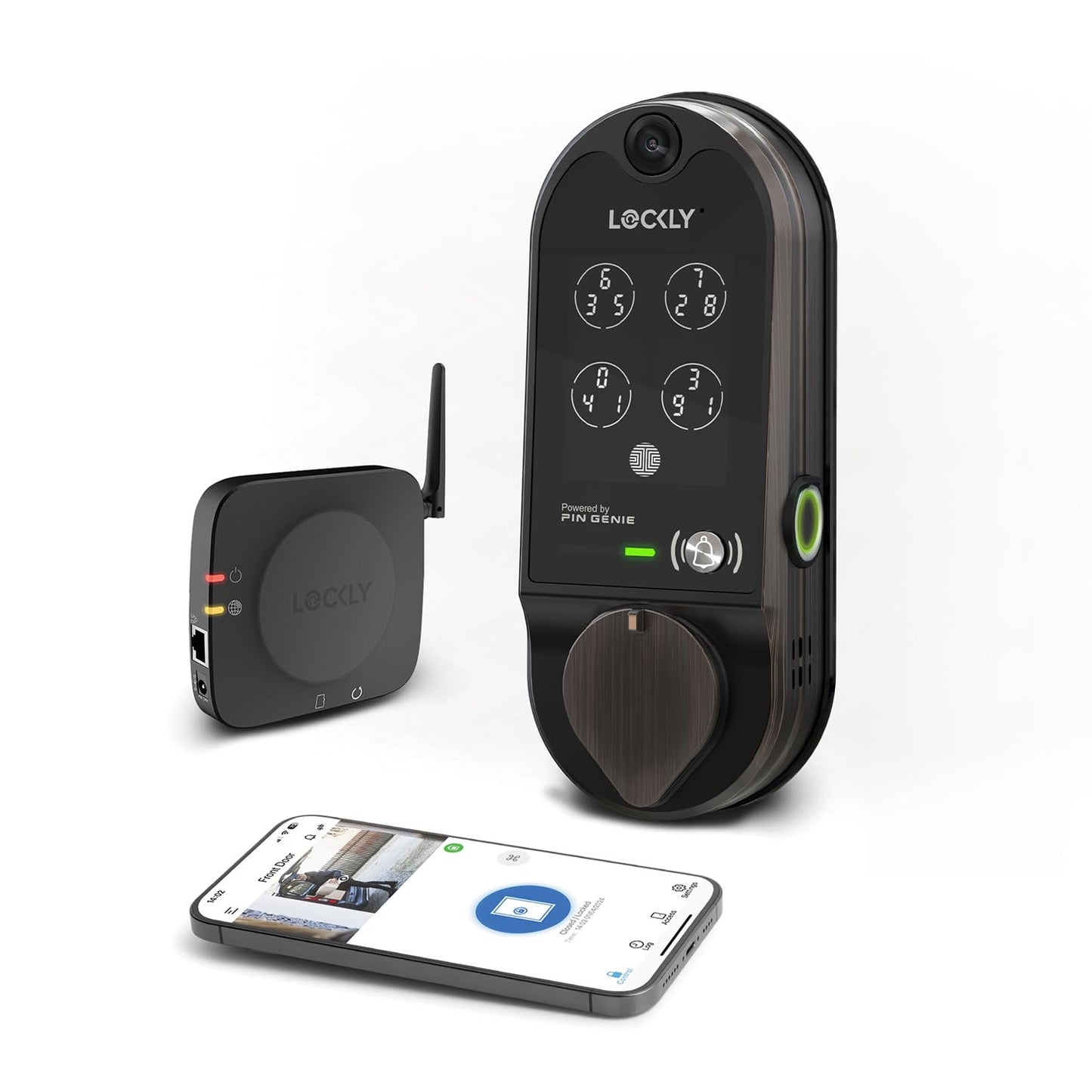 Lockly Vision Smart Lock, HD Video Doorbell Smart Locks for Front Door, Fingerprint Door Lock, Touchscreen Keypad, App Control, No Monthly Fee, Auto Lock - Satin Nickel