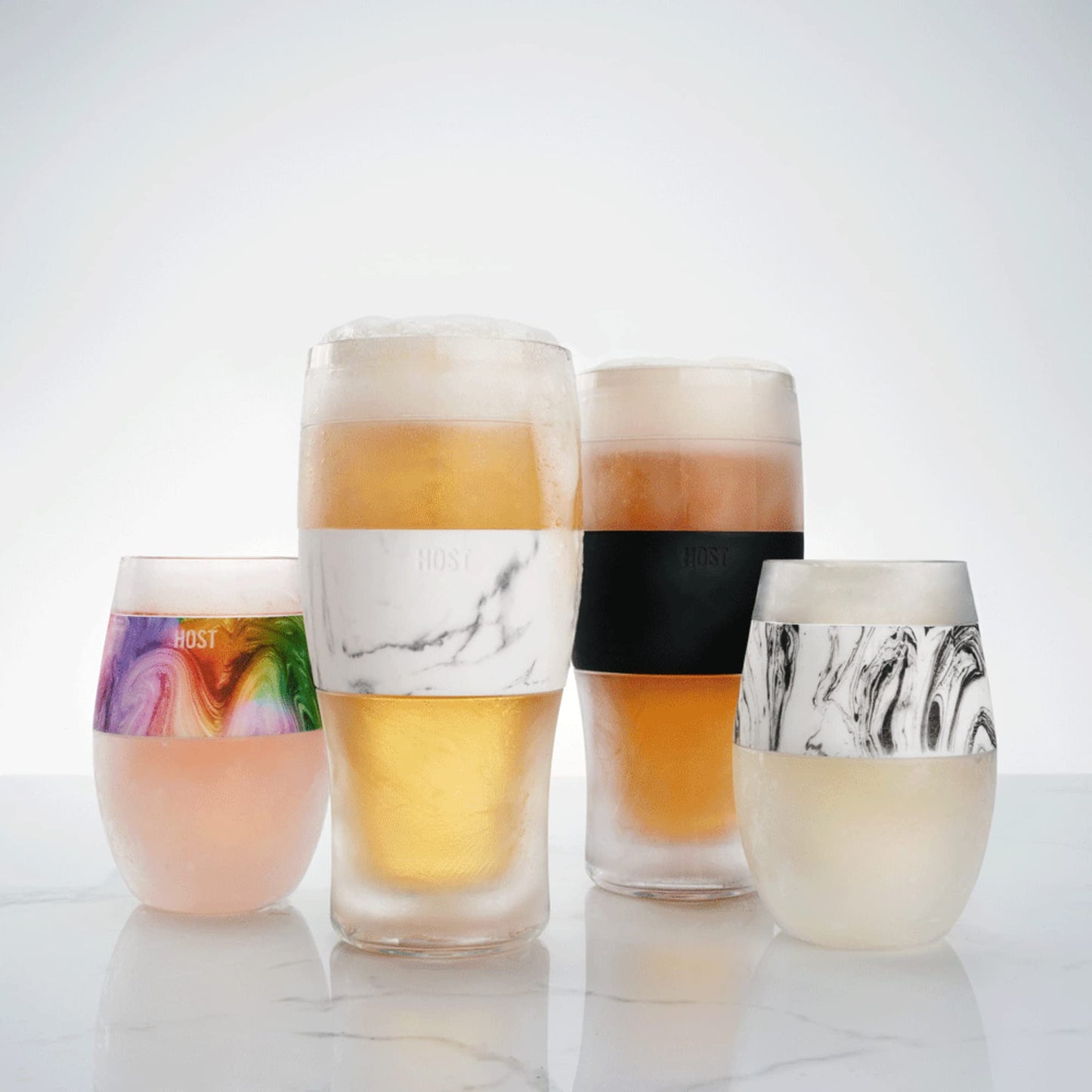 Host Freeze, Tasses congelées, Ensemble de pintes congelables, Bière Gardez vos boissons au frais, Verres isolés à double paroi, Gobelet pour café glacé, 16 oz, Lot de 2, Noir 