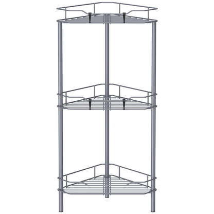 4 Tier Floor Standing Corner Shower Caddy Organizer Shelf with Hooks