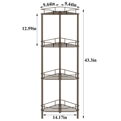 4 Tier Floor Standing Corner Shower Caddy Organizer Shelf with Hooks