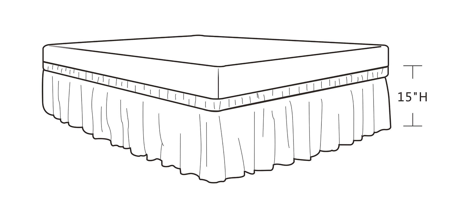 Jupes de lit enveloppantes Biscaynebay pour lits jumeaux et jumeaux XL, hauteur de 15 po, volants anti-poussière élastiques réglables, ivoire, faciles à installer, résistants aux plis et à la décoloration, tissu soyeux et luxueux, lavable en machine 